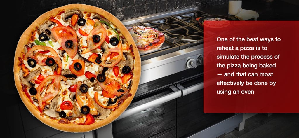 Simulate the process of baking a pizza by reheating it in your oven